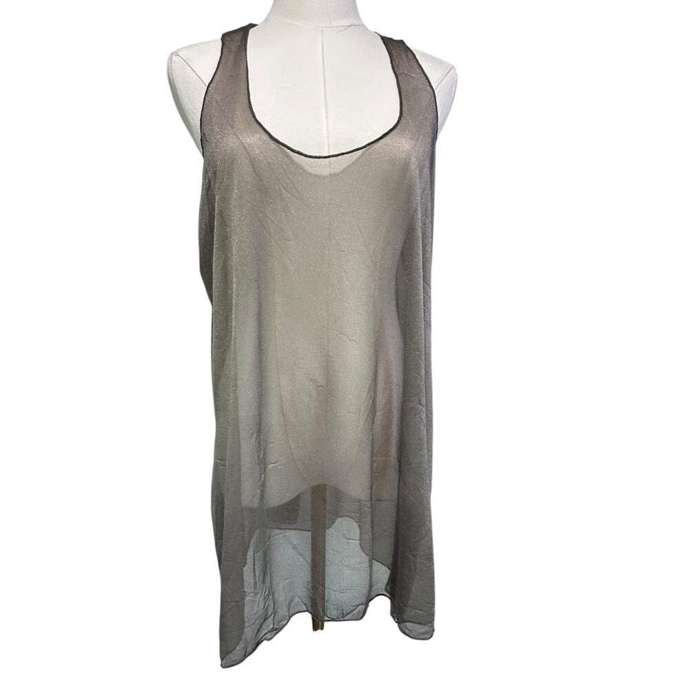 Surrealist USA Sleeveless Flowy Tank Top Fairy Gothic Gray Sheer Women Size 3 LG